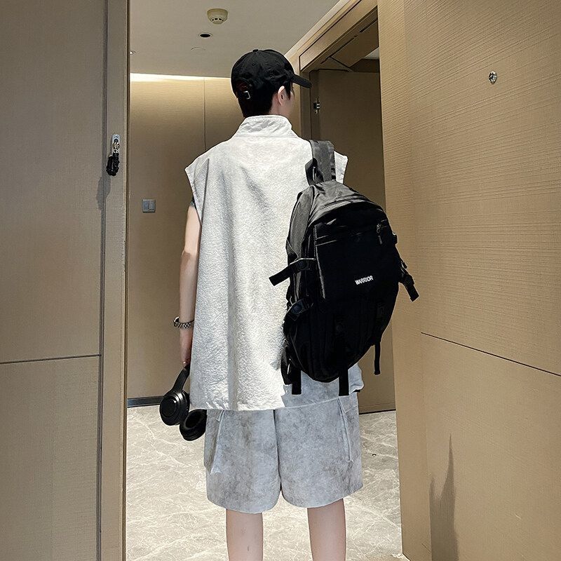 【整套】美式寬松運動紮染無袖上衣+休閑工裝短褲兩件套