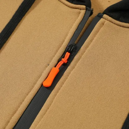 半拉鍊多口袋套頭插肩拼接運動休閒連帽衫