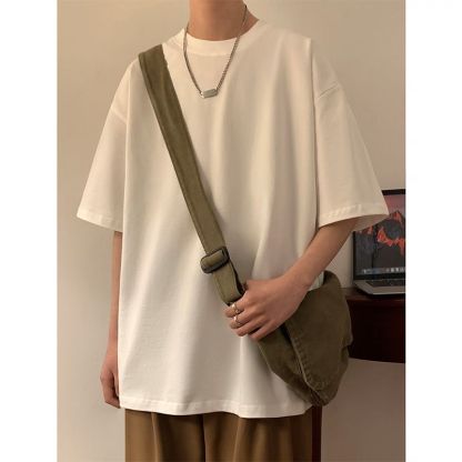 重磅新款ins潮純棉寬鬆純色五分袖短袖t恤