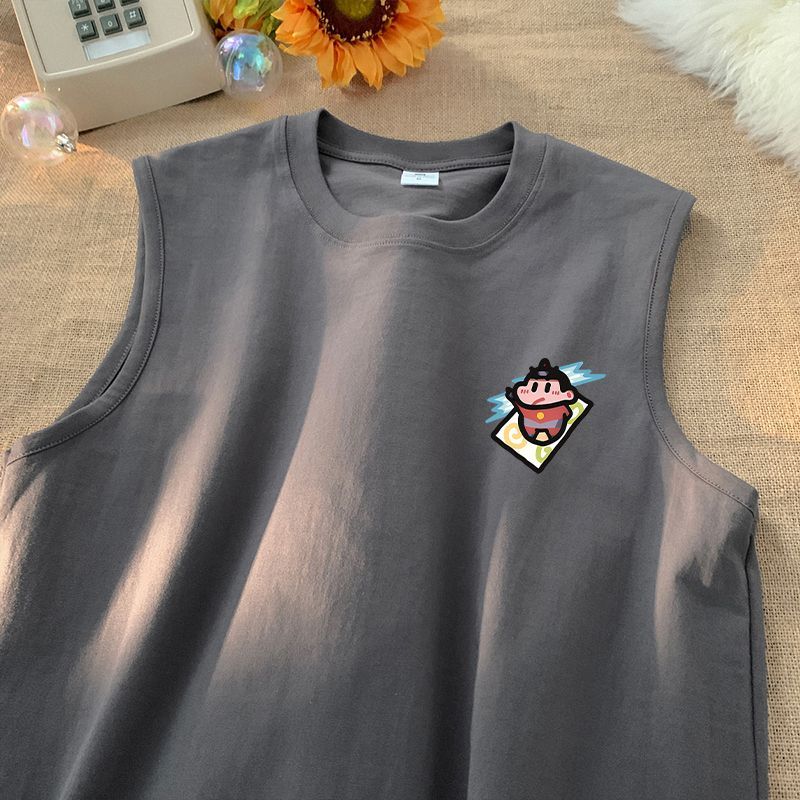 日系休閒寬鬆小新動漫小眾無袖T恤