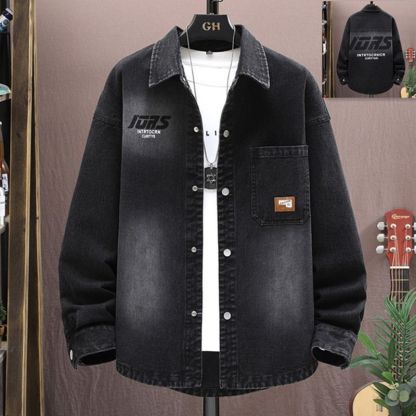 【單件/套裝】牛仔翻領夾克襯衫+系帶牛仔褲裝兩件套套裝