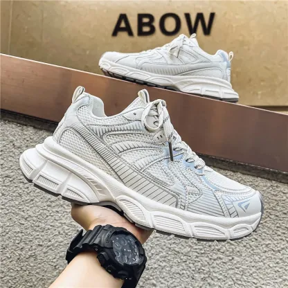 網面透氣休閒鞋運動跑步厚底增高老爹鞋