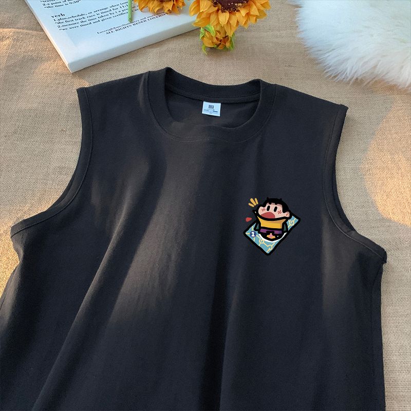 日系休閒寬鬆小新動漫小眾無袖T恤