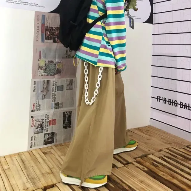 韓國ulzzang復古街頭日系工裝寬鬆闊腿燈籠褲