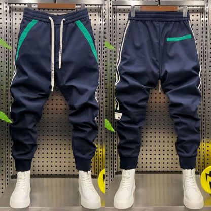 【單件/套裝】時尚寬鬆潮流百搭拼色长袖T恤+運動休閒褲兩件套