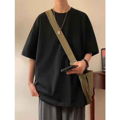 重磅新款ins潮純棉寬鬆純色五分袖短袖t恤