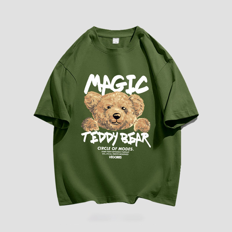 小熊潮流男女款印花韓版短袖T恤