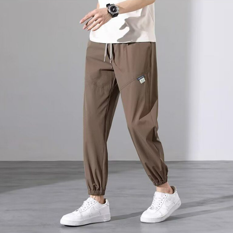 薄款冰絲休閒寬鬆透氣潮流運動休閒九分束腳褲