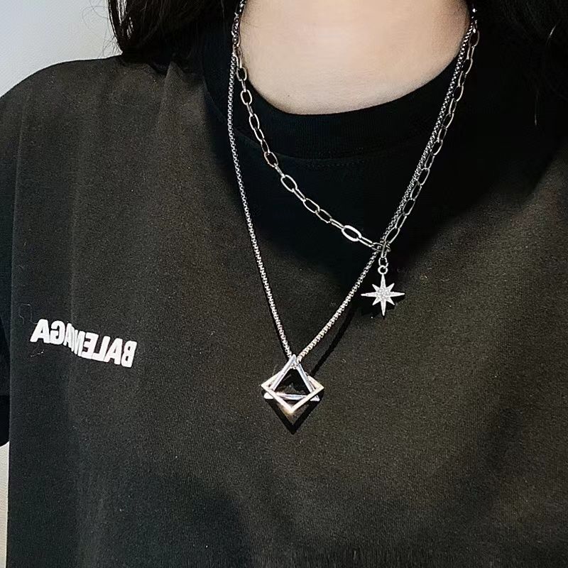 原創小眾多層疊戴鈦鋼潮流ins嘻哈不掉色項鍊首飾-Nuostyle