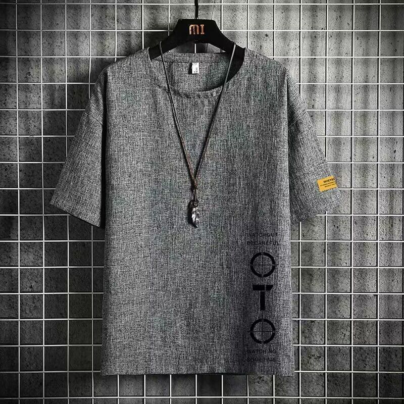 冰絲美式復古印花寬鬆半袖T恤-Nuostyle