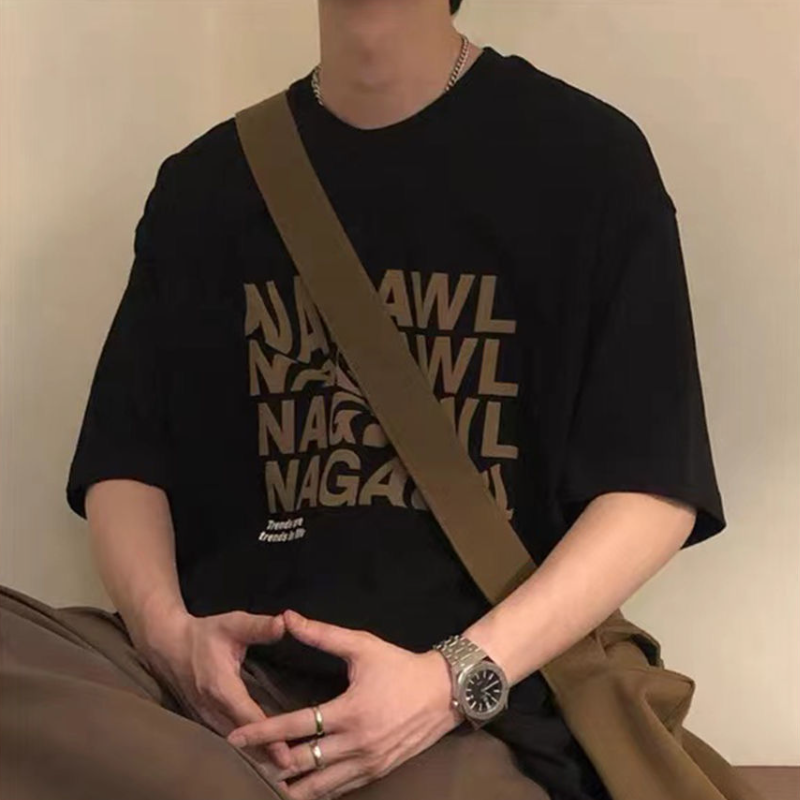 【單件/套裝】美式復古字母印花短袖T恤+百搭休閒直筒褲裝兩件套套裝