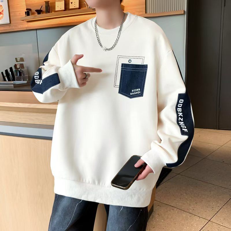 時尚潮流休閒寬鬆圓領印花帥氣長袖t恤