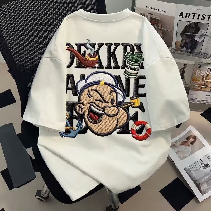 趣味情侶同款百搭潮牌寬鬆圓領短袖t恤