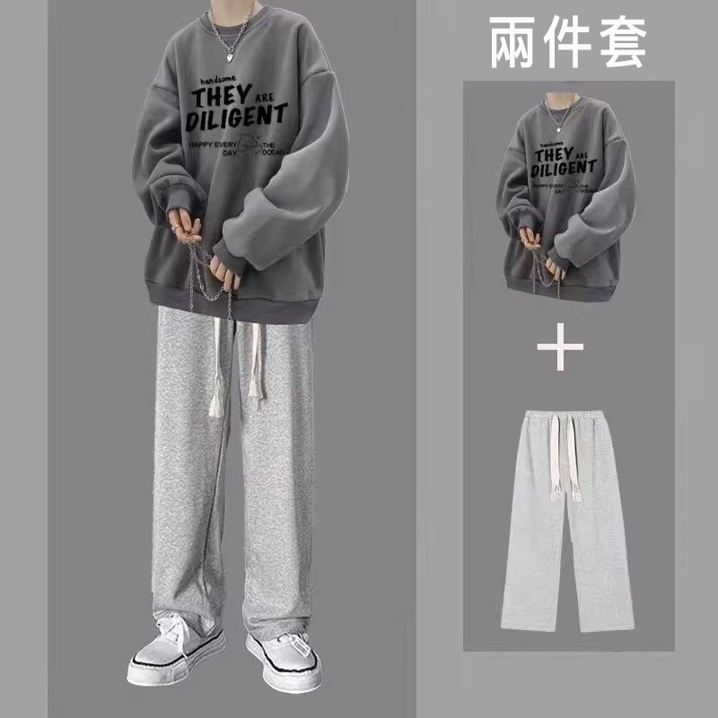 【單件/套裝】字母印花百搭衛衣+闊腿休閒褲褲裝兩件套套裝