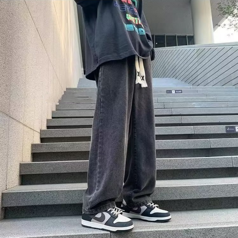 美式vibe風百搭ins高街寬鬆直筒闊腿牛仔褲