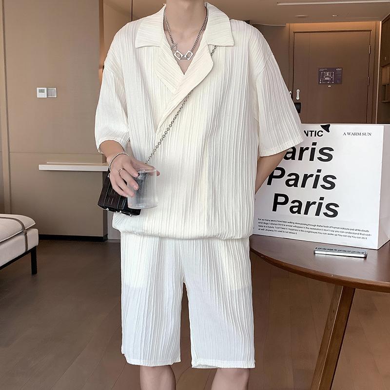 【套裝】高級感帥氣寬鬆休閒短袖短褲兩件套裝