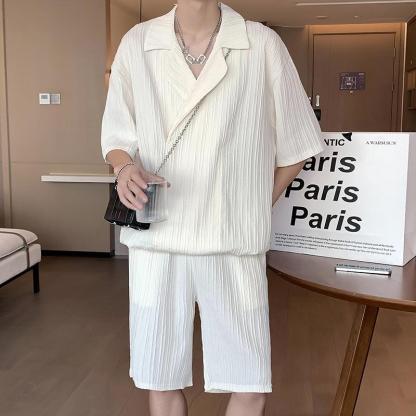 【套裝】高級感帥氣寬鬆休閒短袖短褲兩件套裝