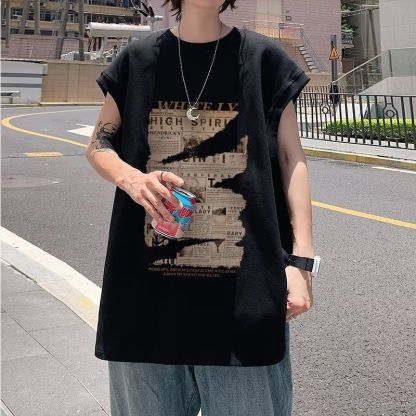 【單件/套裝】潮流寬鬆短袖帥氣牛仔短褲兩件套裝