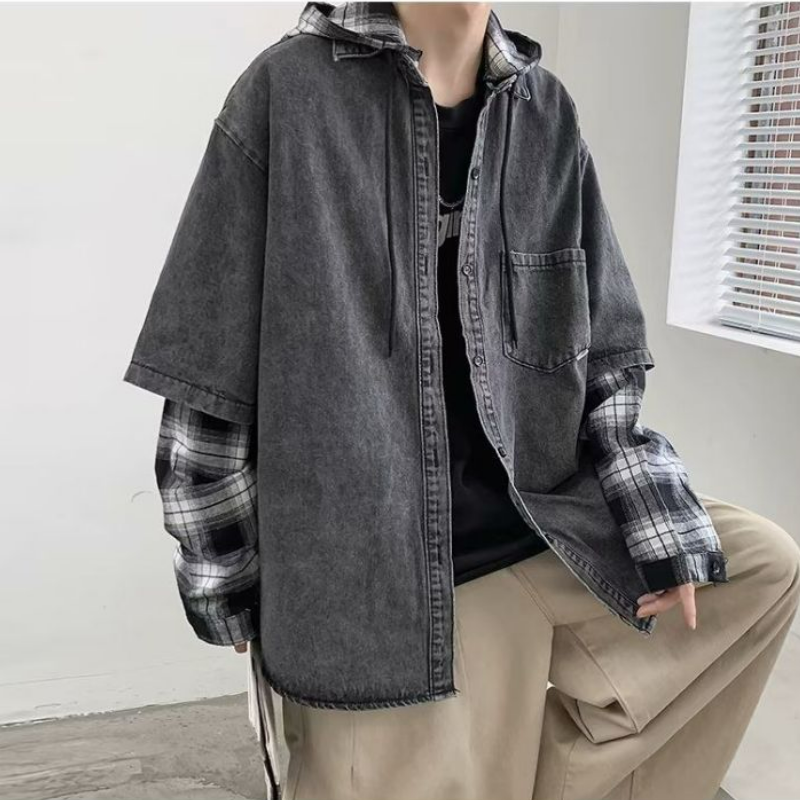 設計感寬鬆痞帥炸街翻領夾克潮牌牛仔外套