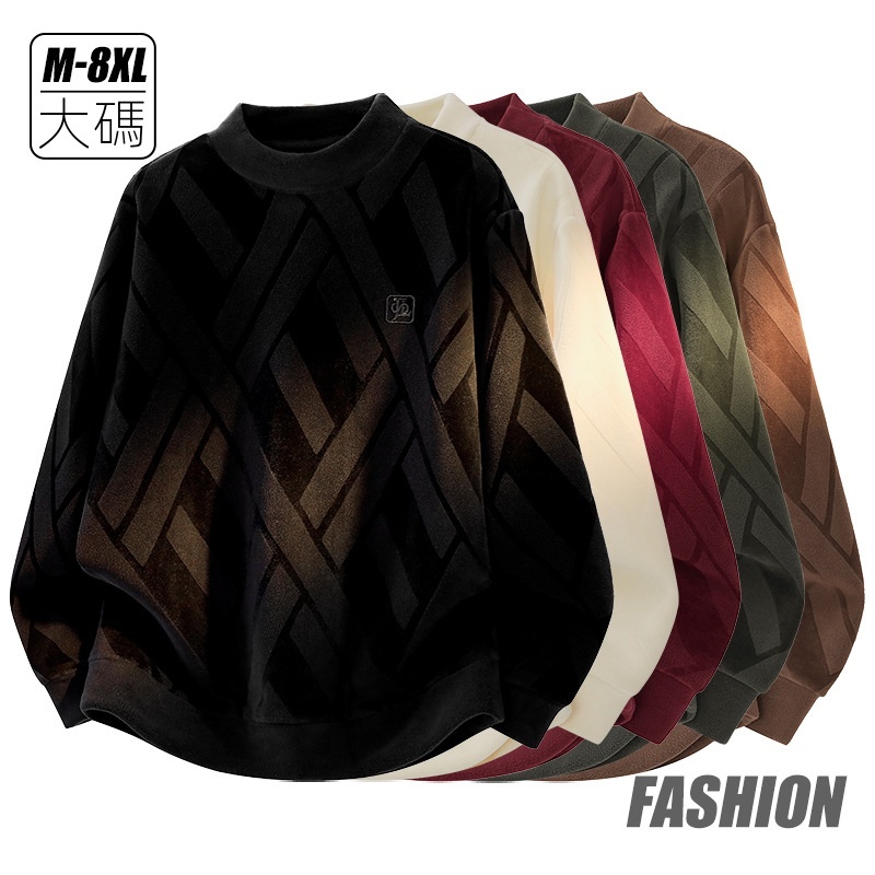 重磅大碼雙面奧粒絨保暖圓領休閑長袖T恤