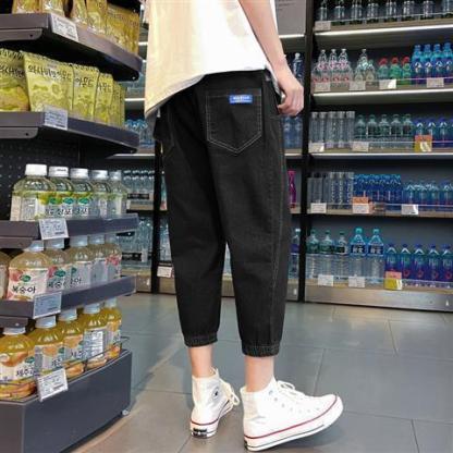 薄款韓版潮流寬鬆直筒休閒七分牛仔褲