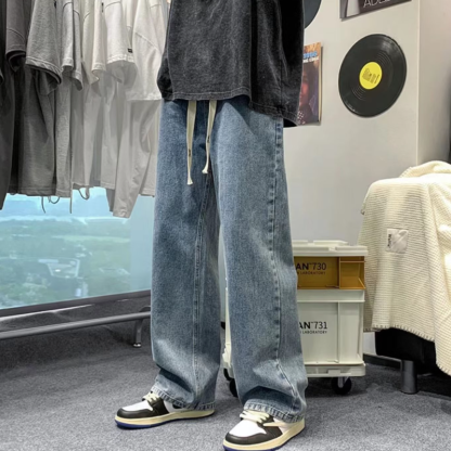 美式vibe風百搭ins高街寬鬆直筒闊腿牛仔褲