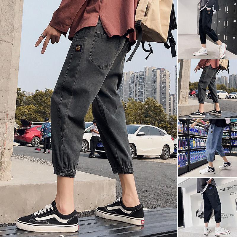 薄款韓版潮流寬鬆直筒休閒七分牛仔褲