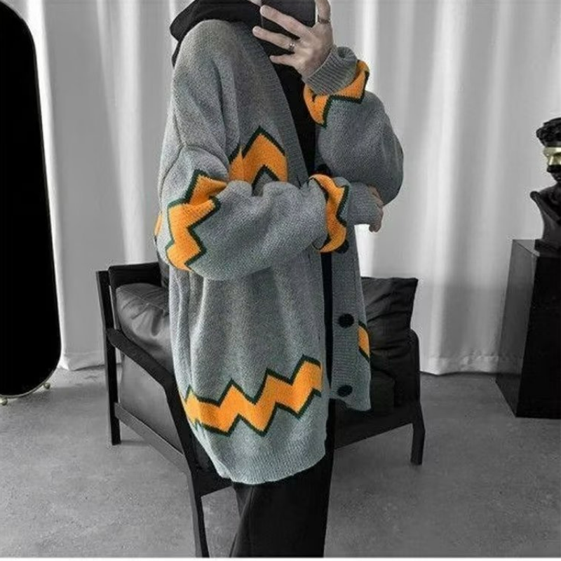 韓版暗黑系毛衣外套寬鬆慵懶長袖針織開衫