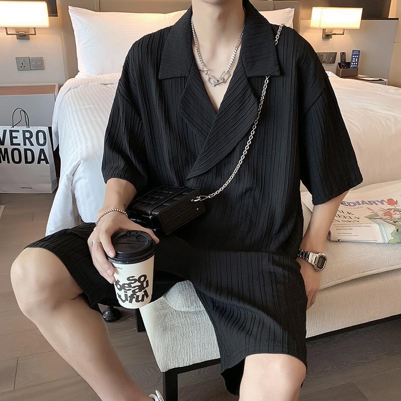 【套裝】高級感帥氣寬鬆休閒短袖短褲兩件套裝