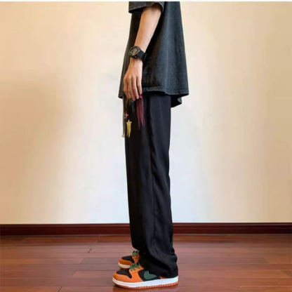 塗鴉星星美式復古休閒垂感痞帥直筒運動褲