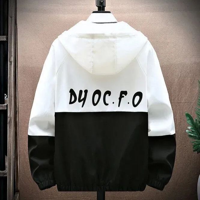 【單件/套裝】連帽帥氣潮牌夾克+百搭短袖T恤+撞色拼接工裝褲三件套套裝