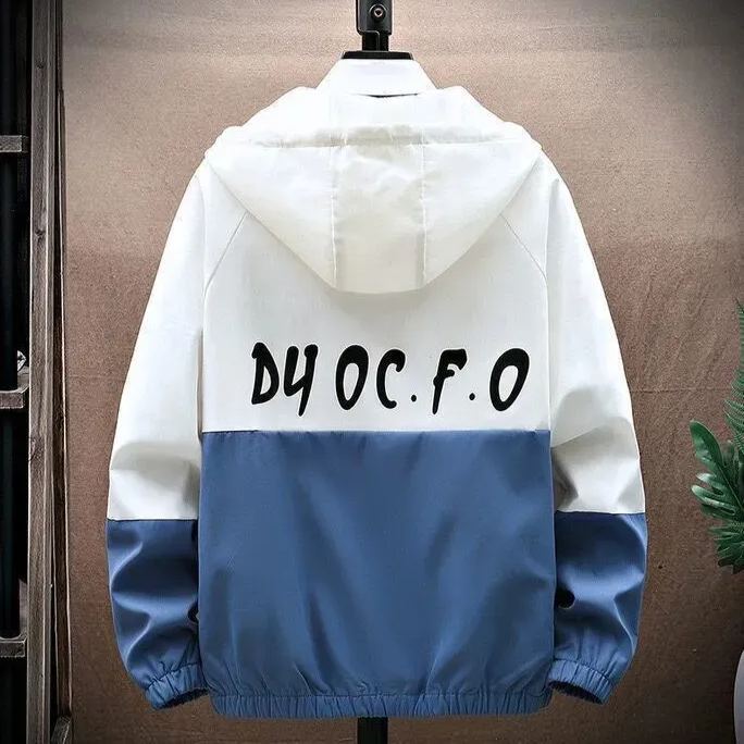 【單件/套裝】連帽帥氣潮牌夾克+百搭短袖T恤+撞色拼接工裝褲三件套套裝