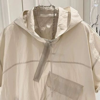 防曬衫港風休閒不規則百搭連帽短袖T恤