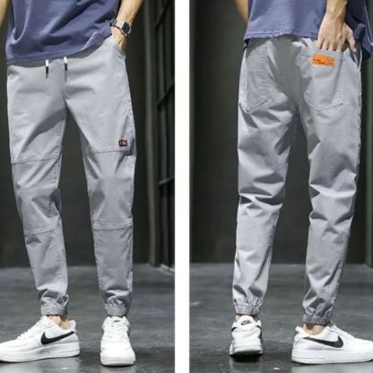 時尚寬鬆百搭薄款休閒束腳九分工裝褲-NitSoon