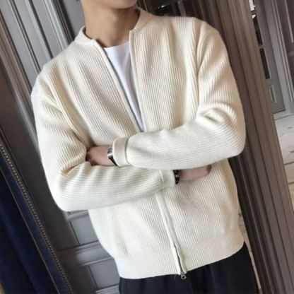 素色針織開衫休閒修身毛衣外套
