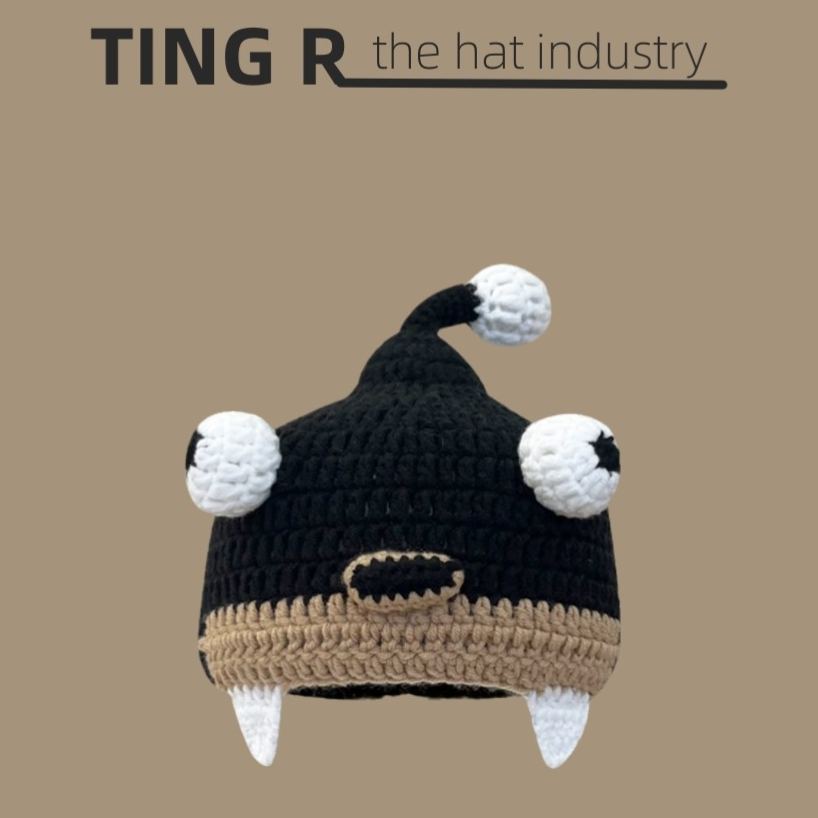 怪物史萊克綠色可愛卡通節日個性搞怪針織帽