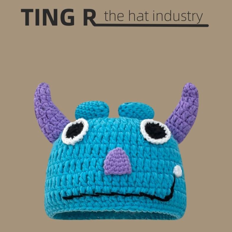 怪物史萊克綠色可愛卡通節日個性搞怪針織帽