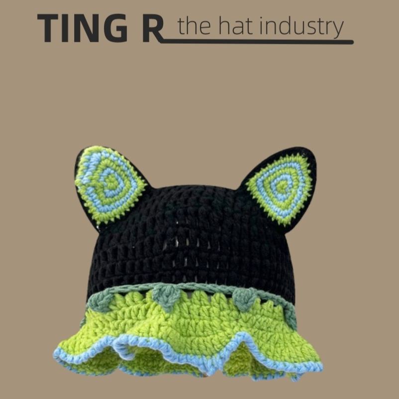 怪物史萊克綠色可愛卡通節日個性搞怪針織帽