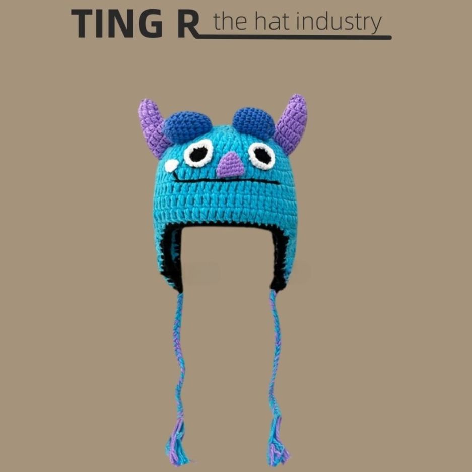 怪物史萊克綠色可愛卡通節日個性搞怪針織帽