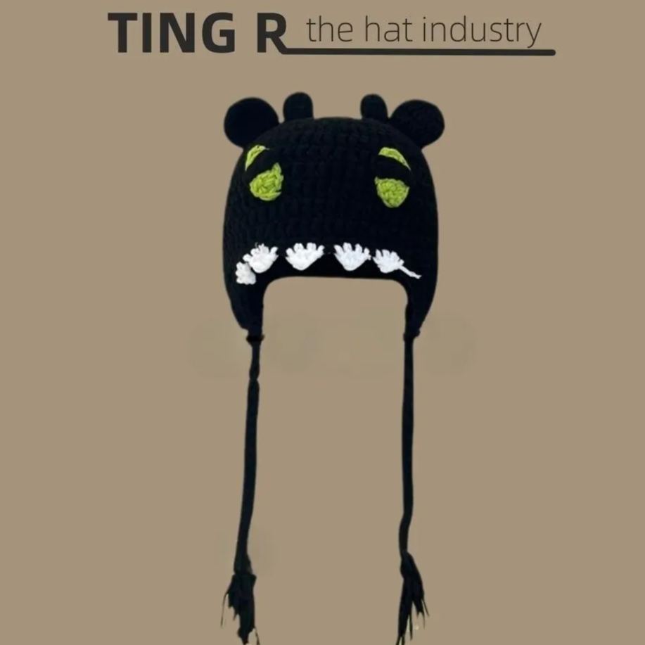 怪物史萊克綠色可愛卡通節日個性搞怪針織帽