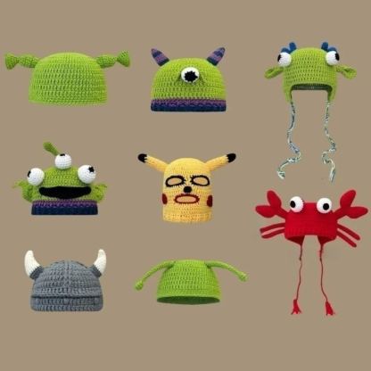 搞怪可愛卡通節日個性卡通針織帽