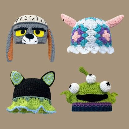 搞怪可愛卡通節日個性卡通針織帽