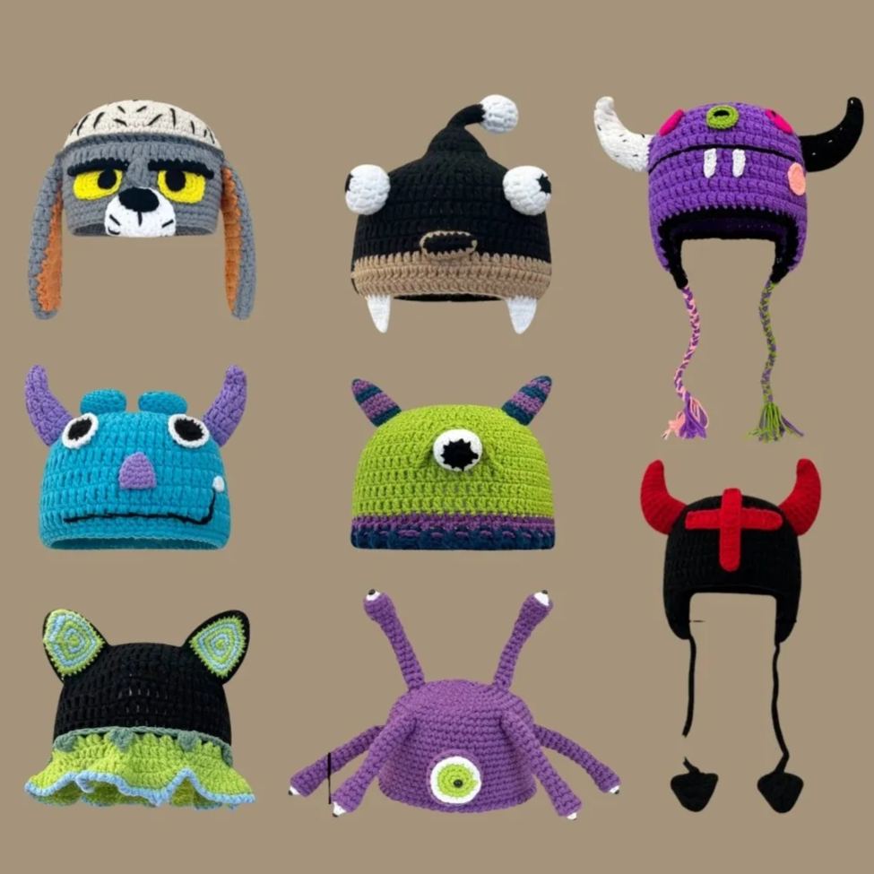 搞怪可愛卡通節日個性卡通針織帽