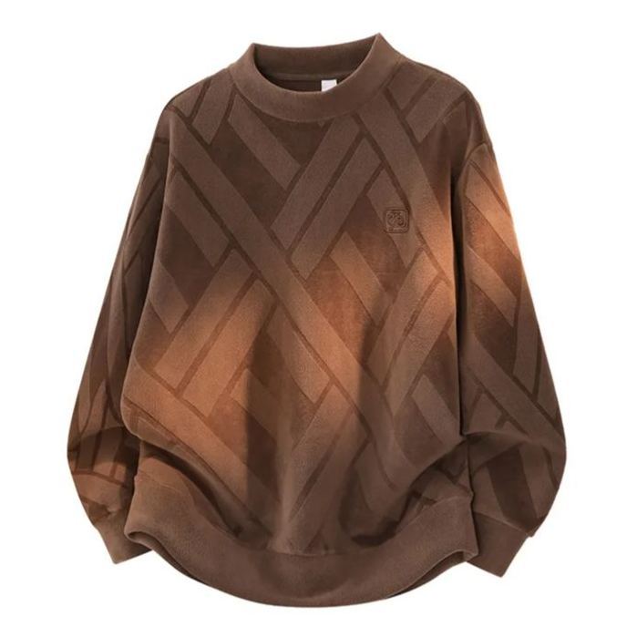 重磅大碼雙面奧粒絨保暖圓領休閑長袖T恤