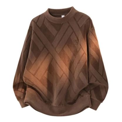 重磅大碼雙面奧粒絨保暖圓領休閑長袖T恤