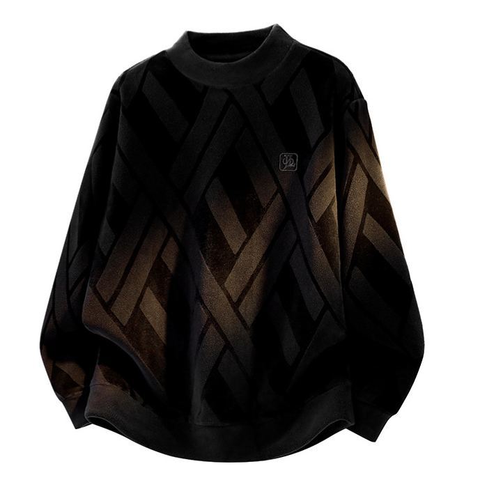 重磅大碼雙面奧粒絨保暖圓領休閑長袖T恤