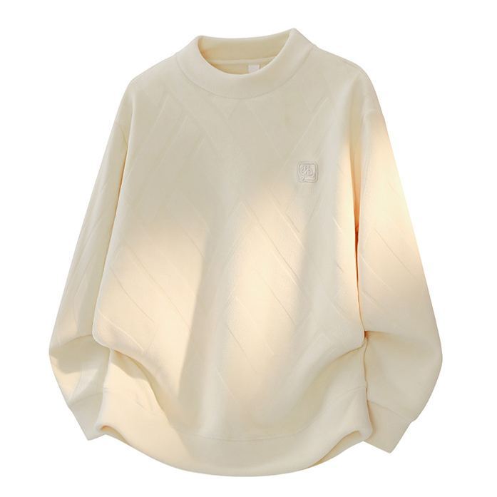 重磅大碼雙面奧粒絨保暖圓領休閑長袖T恤