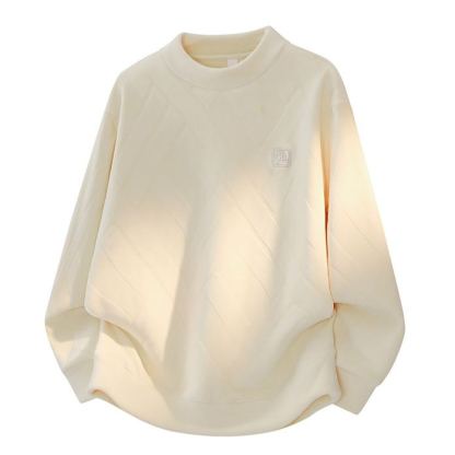 重磅大碼雙面奧粒絨保暖圓領休閑長袖T恤