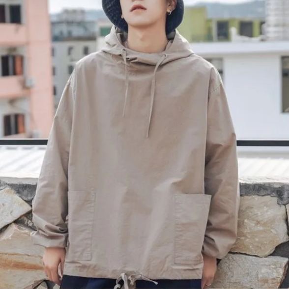 薄款素色抽繩潮流日系寬鬆休閒連帽T