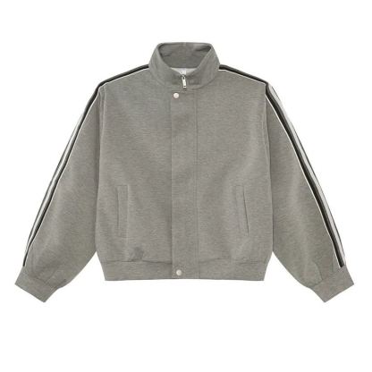 【單件】韓系立領撞色杠條休閒運動兩件套裝